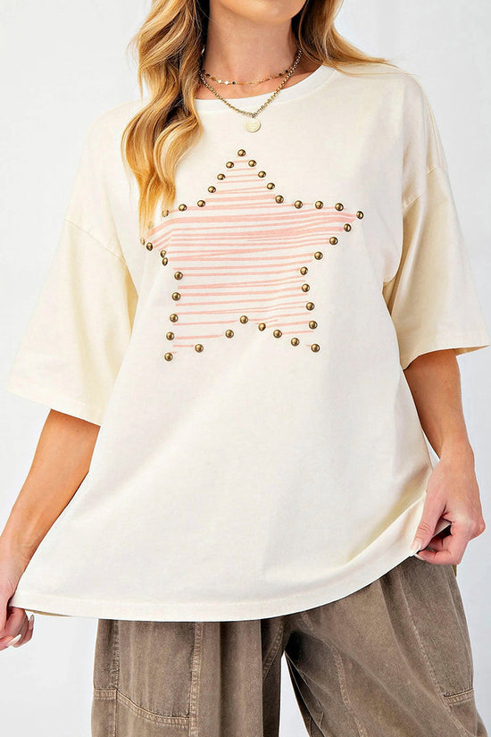 Star Print Stud Detail Top