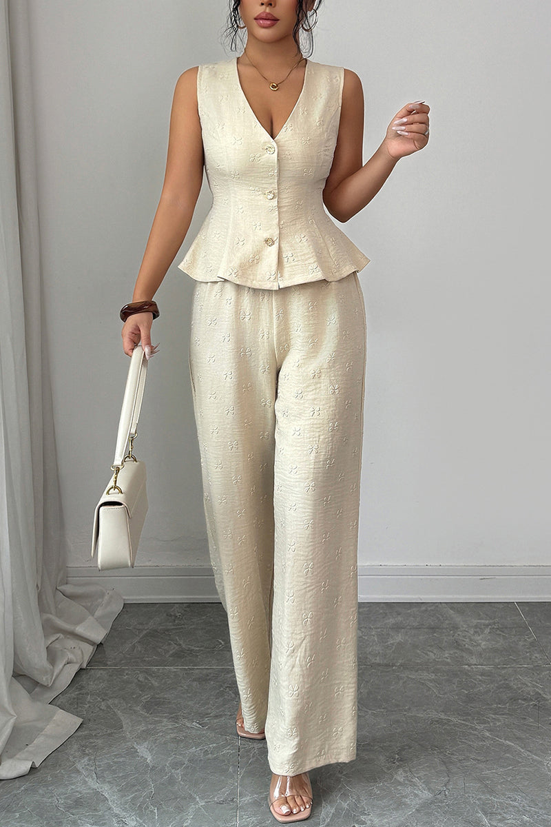 Elegant Sleeveless Two-Piece Pants Set