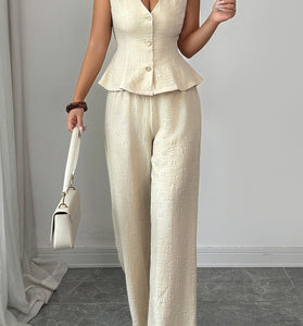 Elegant Sleeveless Two-Piece Pants Set