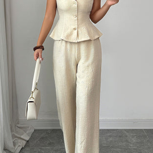 Elegant Sleeveless Two-Piece Pants Set