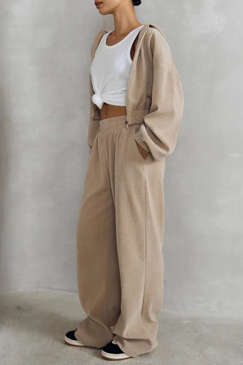 Cozy Zip-Up Hoodie and Wide-Leg Pant Set