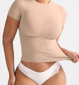 Fitted Short Sleeve Crew Neck Top