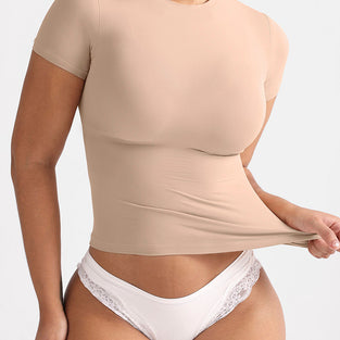 Fitted Short Sleeve Crew Neck Top