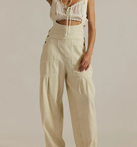 Casual Buttoned Overall Jumpsuit