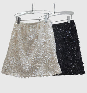 Sequin Feather Trim Crop Jacket