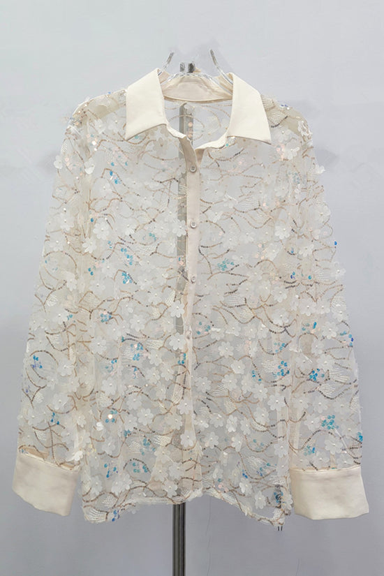 Floral Sheer Button-Up Blouse
