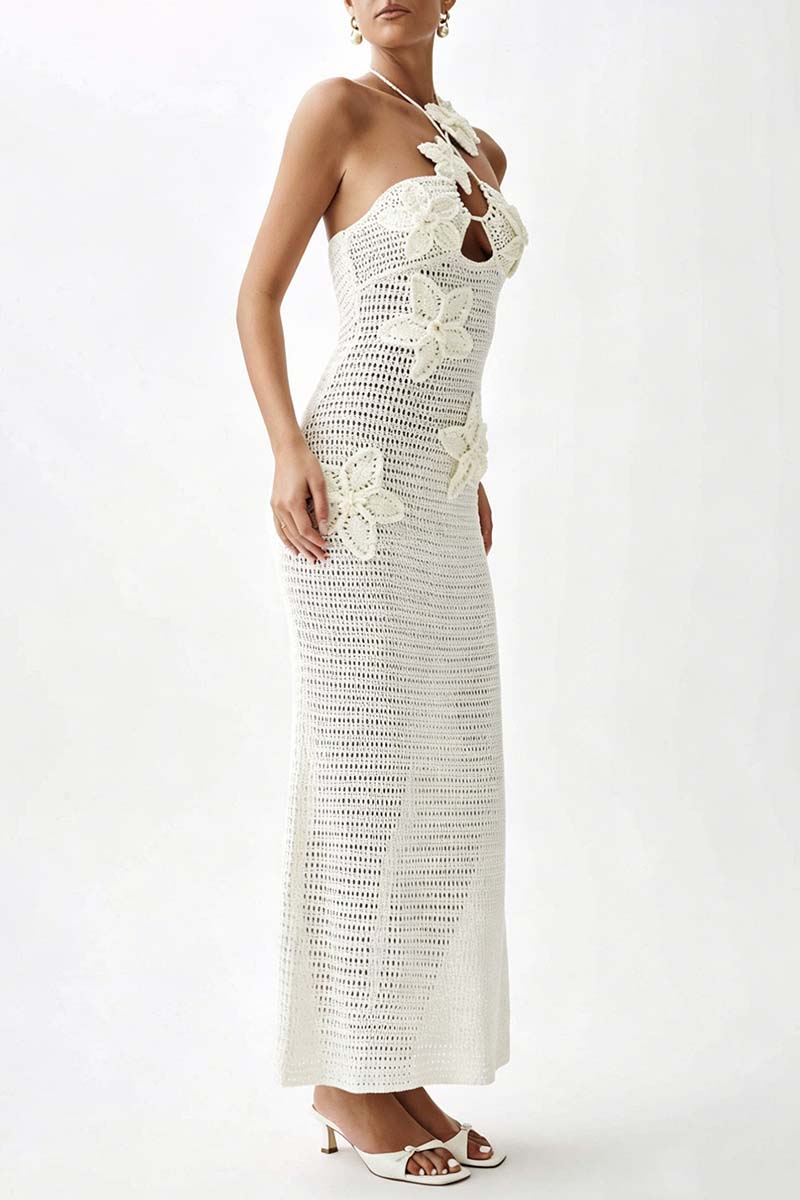 Sleeveless Knit Halter Maxi Dress