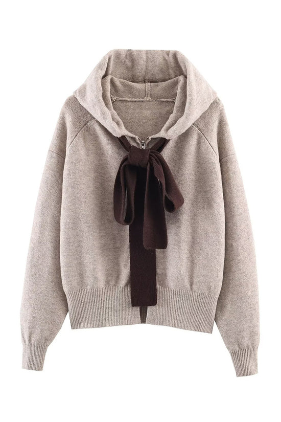 Chic Bow-Tie Hooded Sweatshirt