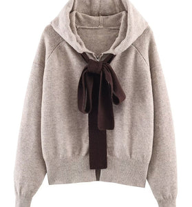 Chic Bow-Tie Hooded Sweatshirt