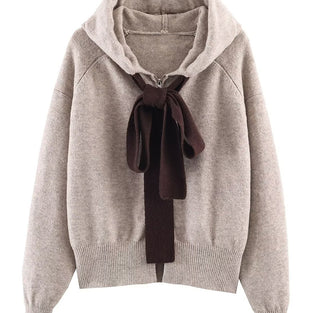 Chic Bow-Tie Hooded Sweatshirt