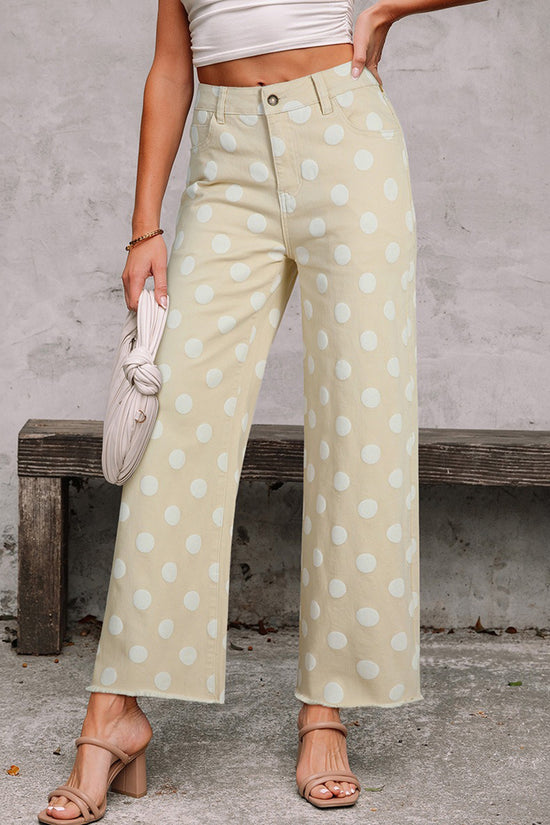 Polka Dot High-Waist Straight Jeans