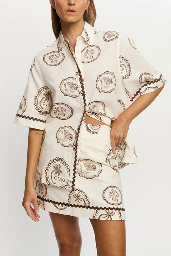 Vintage Print Skirt and Top Set