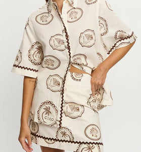 Vintage Print Skirt and Top Set