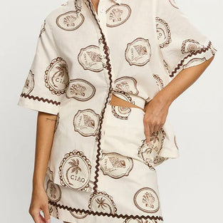 Vintage Print Skirt and Top Set