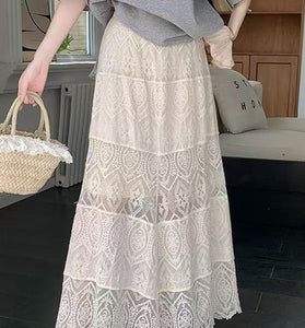 Elegant Sheer Lace Skirt