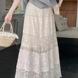Elegant Sheer Lace Skirt