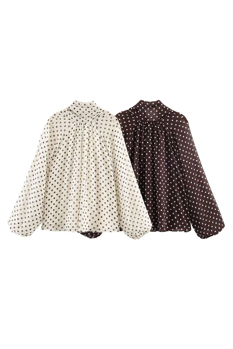 Polka Dot Long Sleeve Blouse