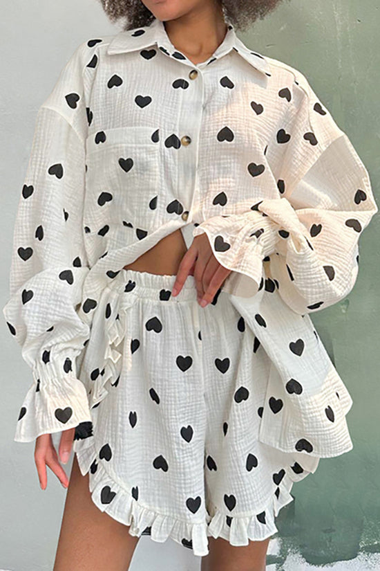 Heart Pattern Pajama Set