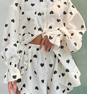 Heart Pattern Pajama Set