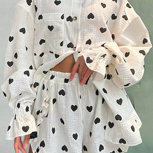 Heart Pattern Pajama Set