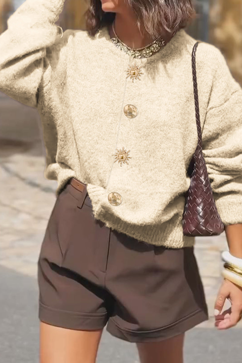 Elegant Buttoned Cardigan with Unique Details