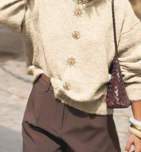 Elegant Buttoned Cardigan with Unique Details