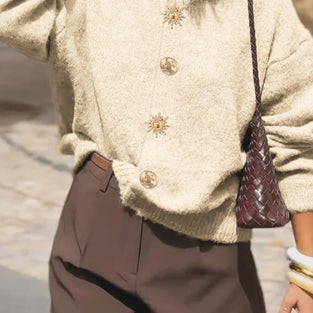 Elegant Buttoned Cardigan with Unique Details