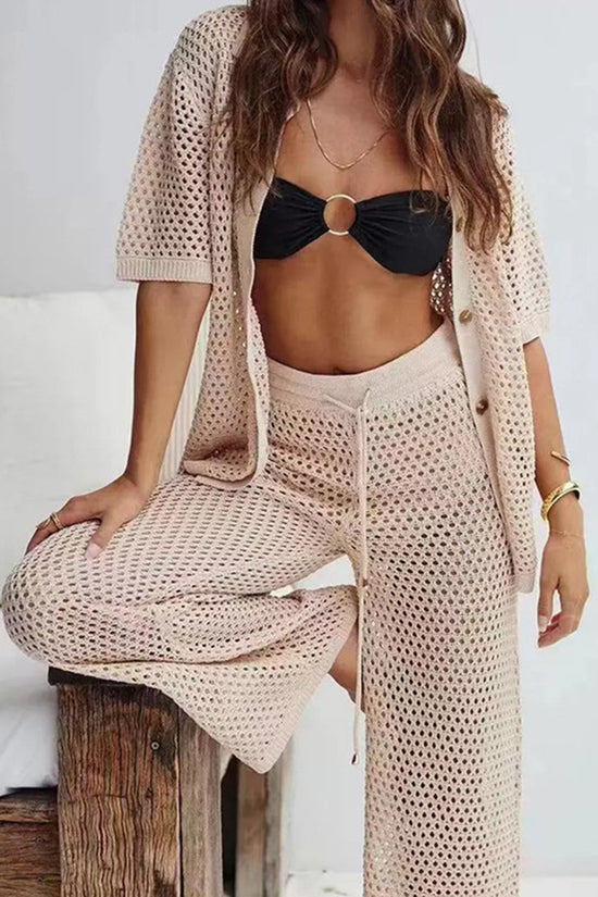 Knit Open-Weave Pants Set