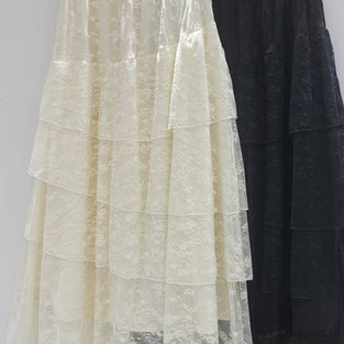 Layered Lace Midi Skirt