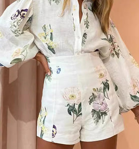 Floral Bliss Long Sleeve Shorts Set