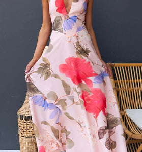 Floral Halter Neck Maxi Dress