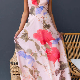 Floral Halter Neck Maxi Dress