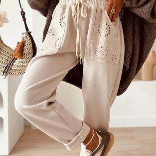 Patched Pockets Drawstring Pants