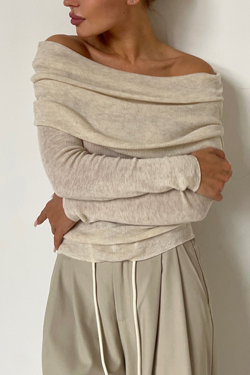Off-Shoulder Elegant Knit Sweater