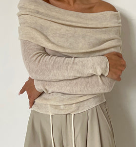 Off-Shoulder Elegant Knit Sweater