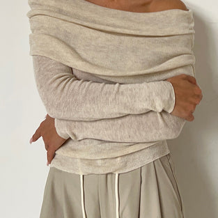 Off-Shoulder Elegant Knit Sweater