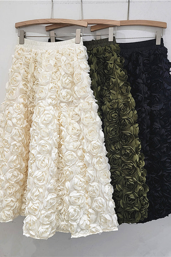 Floral Applique Midi Skirt