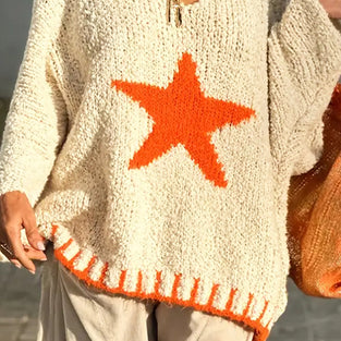 Star Applique Oversized Knit Sweater