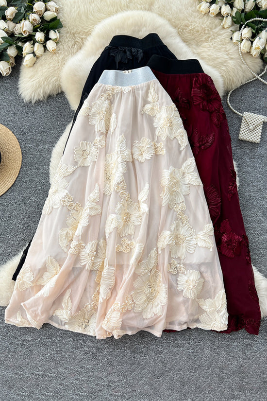 Floral Detail Midi Skirt