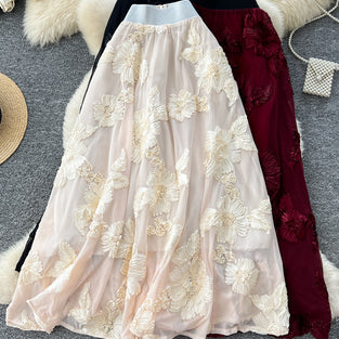 Floral Detail Midi Skirt