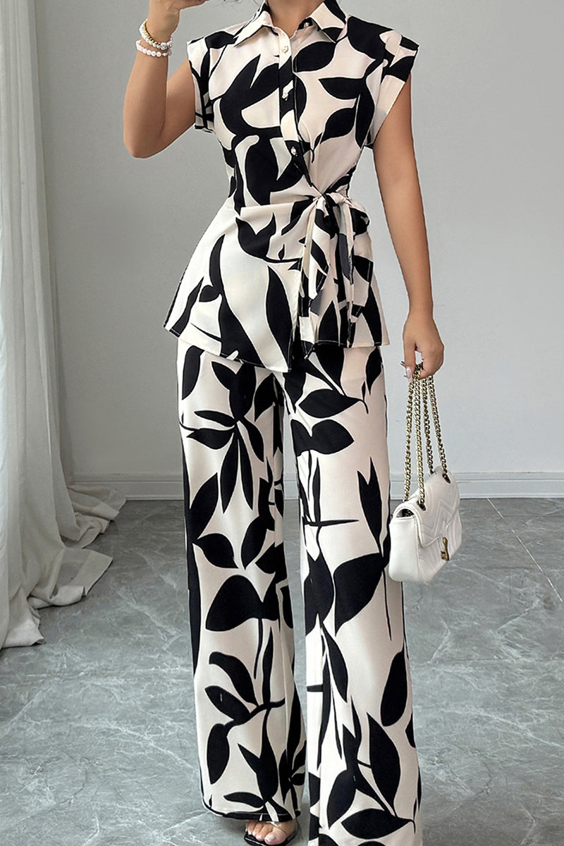 Bold Print Sleeveless Pants Set