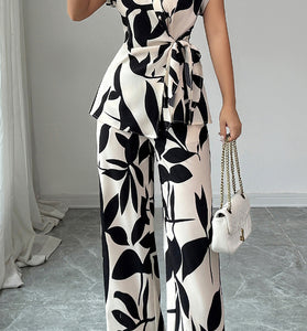 Bold Print Sleeveless Pants Set