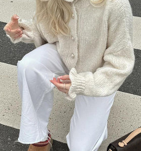 Cozy Frilled Button-Up Cardigan