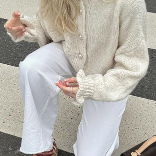 Cozy Frilled Button-Up Cardigan