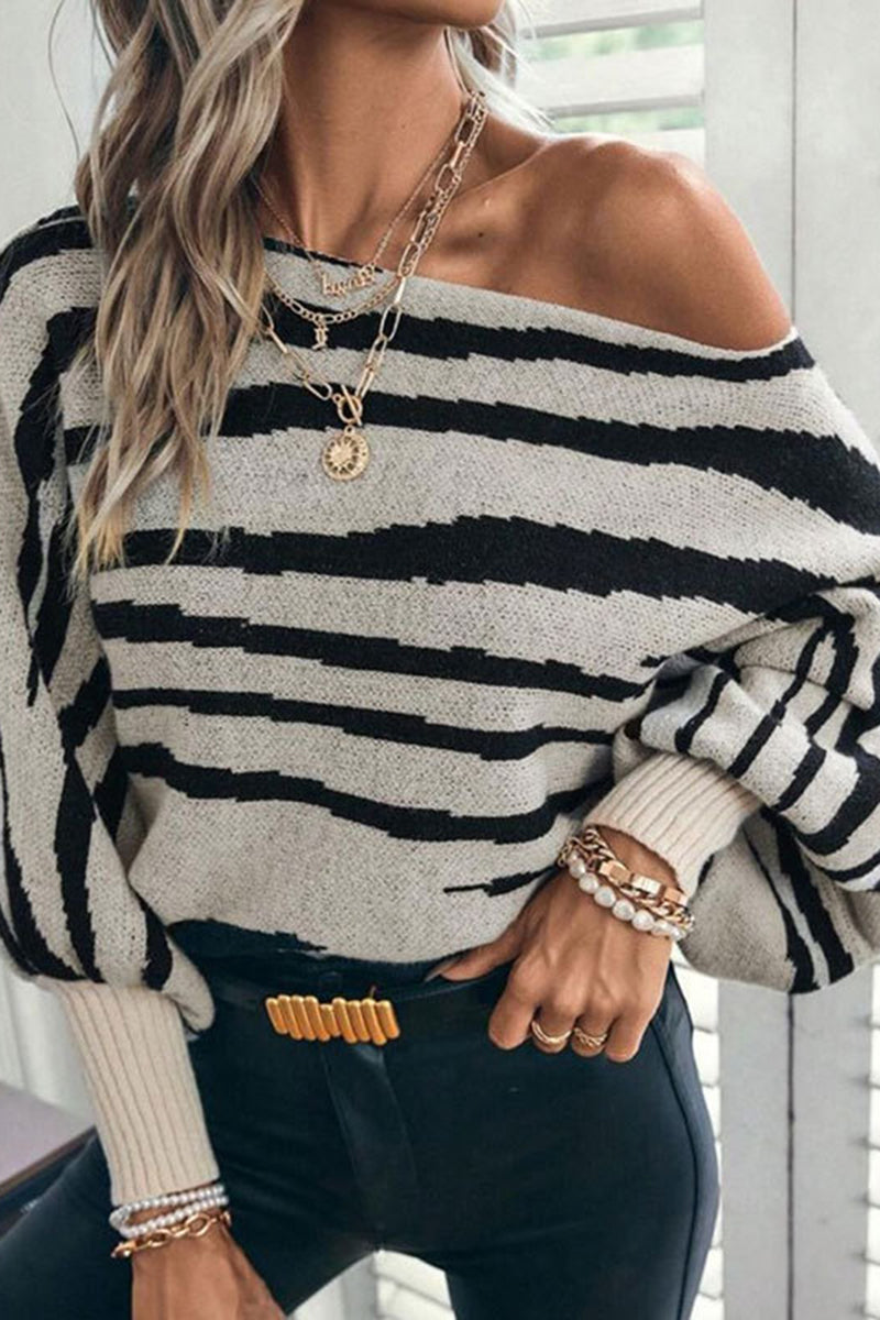 Striped Off-Shoulder Sweater