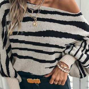 Striped Off-Shoulder Sweater