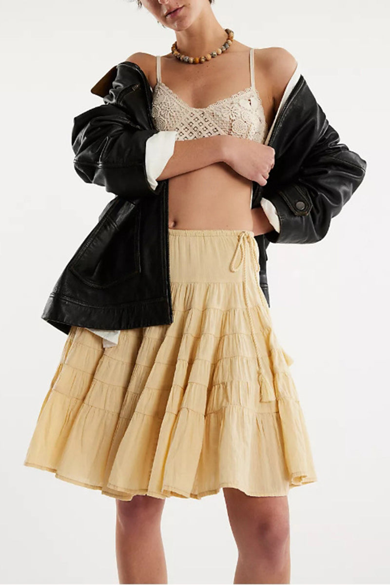 Ruffled Layered Midi Skirt