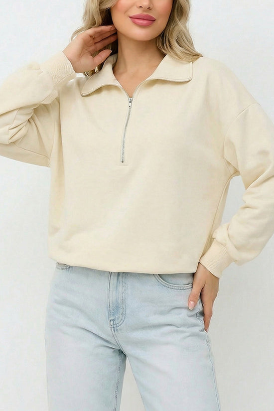 High Collar Zip-Up Sweatshirt