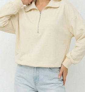 High Collar Zip-Up Sweatshirt