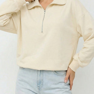 High Collar Zip-Up Sweatshirt
